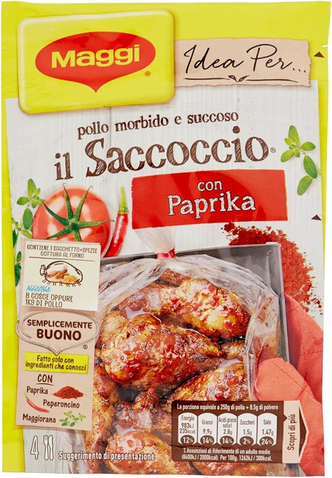 Maggi Il Saccoccio Con Paprika Sacchetto E Spezie Per Pollo Al Forno 1 Pezzo Amazon It Alimentari E Cura Della Casa