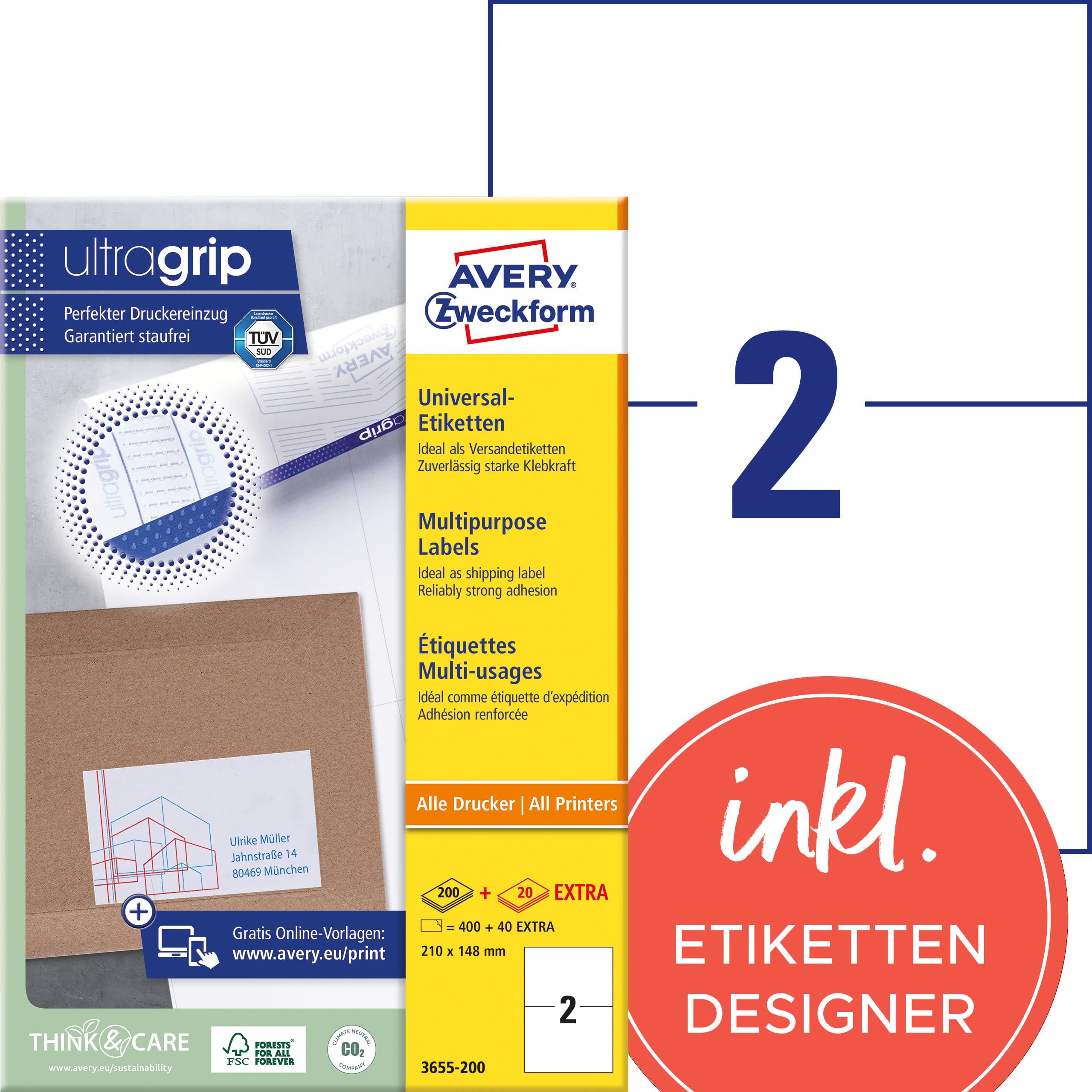 AVERY Zweckform Multi-Use Labels 210 x 148 mm White