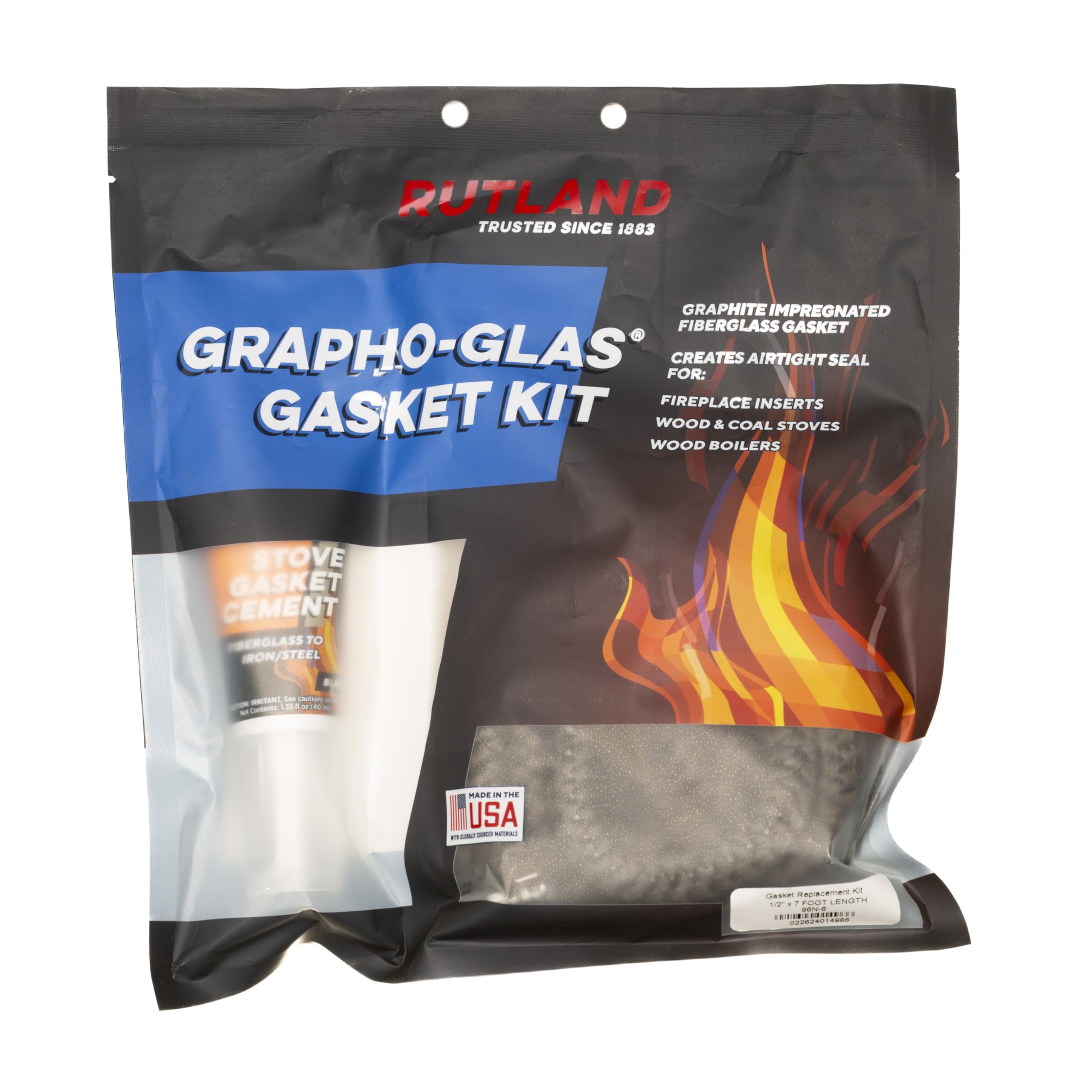 Photo 1 of Rutland 96N-6 Grapho-Glas Rope Gasket Replacement Kit, 1/2-Inch by 7-Feet