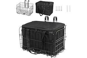 Yezmo Foldable Bicycle Basket, Adjustable Metal Front Bike Ebike Basket for Adult Women/Men Carrying Dogs, Fruit & Grocery, P