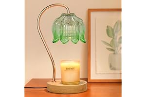 NONVJJ Candle Warmer lamp with Timer Dimmer,Electric Candle Warmer, Vintage Flower Lotus lamp,Compatible with Various Candles, Gifts for Mom Women,Candle Lamp for Bedroom Home Decor Green