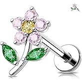 MeIighting Flower Helix Earring 16G Internally Threaded Cartilage Earring Stainless Steel 316L CZ 8 mm Flat Back Earring Tragus Stud Conch Earring for Women