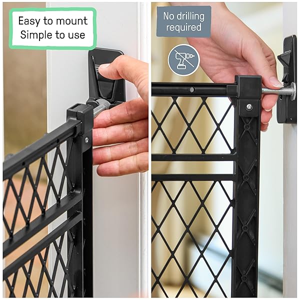 INGENUITY DOORWAY 42W SERIES DOG AND BABY GATE, INDOOR OUTDOOR, WON’T RUST OR FADE, PLASTIC PANEL, FITS 23-42″ OPENINGS, 24” TALL