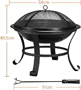 Yaheetech Outdoor Fire Pit Round 54 cm Steel Patio Heater Garden view 5