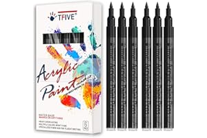 TFIVE Black Marker Paint Pens - 6 Pack Acrylic Black Permanent Marker, 0.7mm Extra Fine Tip Paint Pen for Art projects, Drawing, Rock Painting, Stone, Ceramic, Glass, Wood, Plastic, Metal, Canvas DIY Crafts