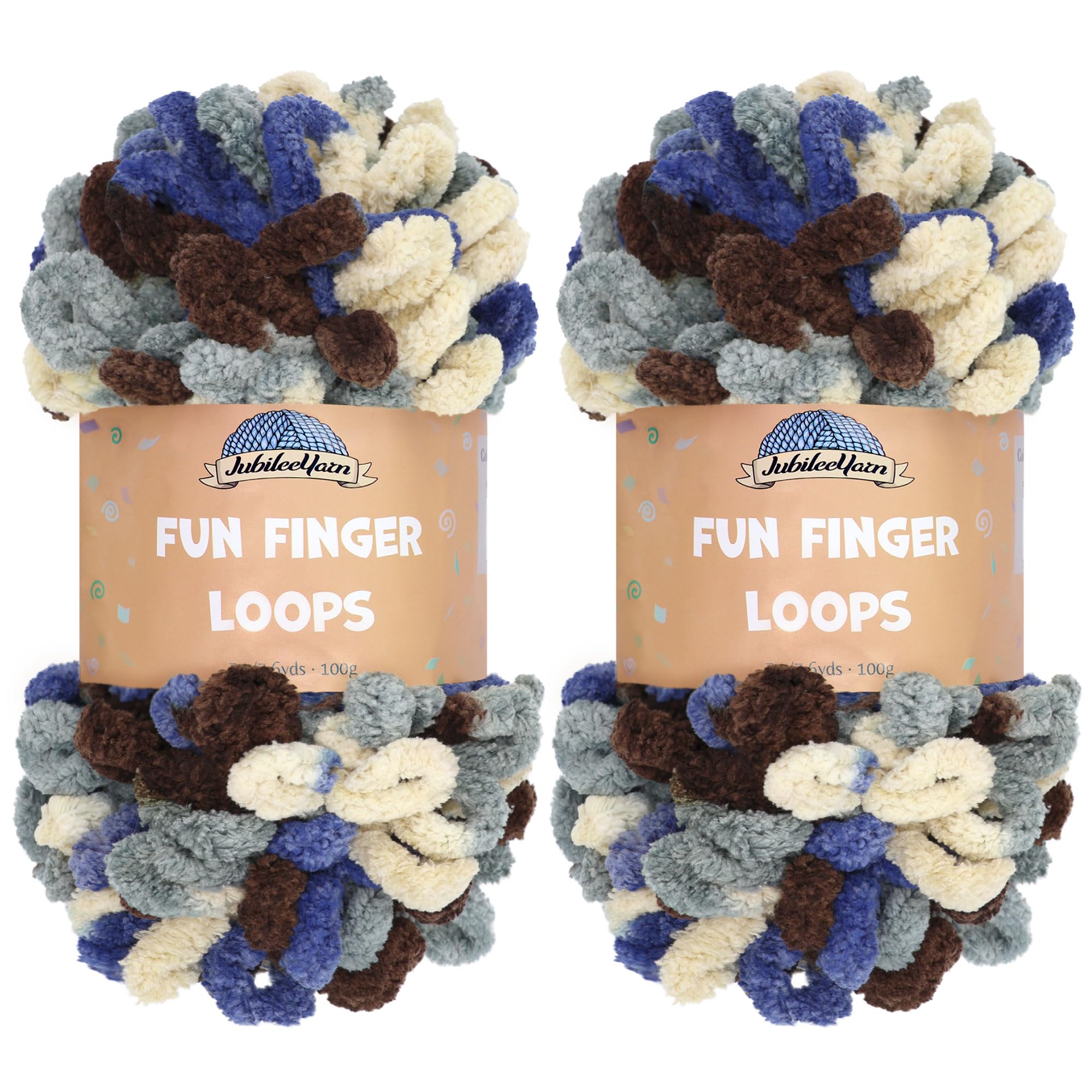 JubileeYarn Fun Finger Loops Yarn - Polyester Jumbo Weight Loop Yarn - 100g/Skein - Hephaestus - 2 Skeins