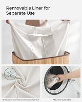 SONGMICS LCB091N01 150L 3-Compartment Laundry Basket with Bamboo Lid view 9