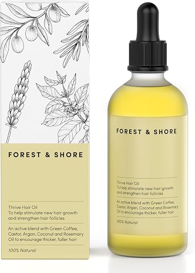 Forest & Shore Hair Growth Oil 100 Natural Caffeine Biotin Castor Argan