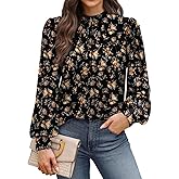 WIHOLL Long Sleeve Shirts for Women Mock Neck Tops Pleated Front Blouses Dressy Casual Spring Fall Clothes 2026 Fashion