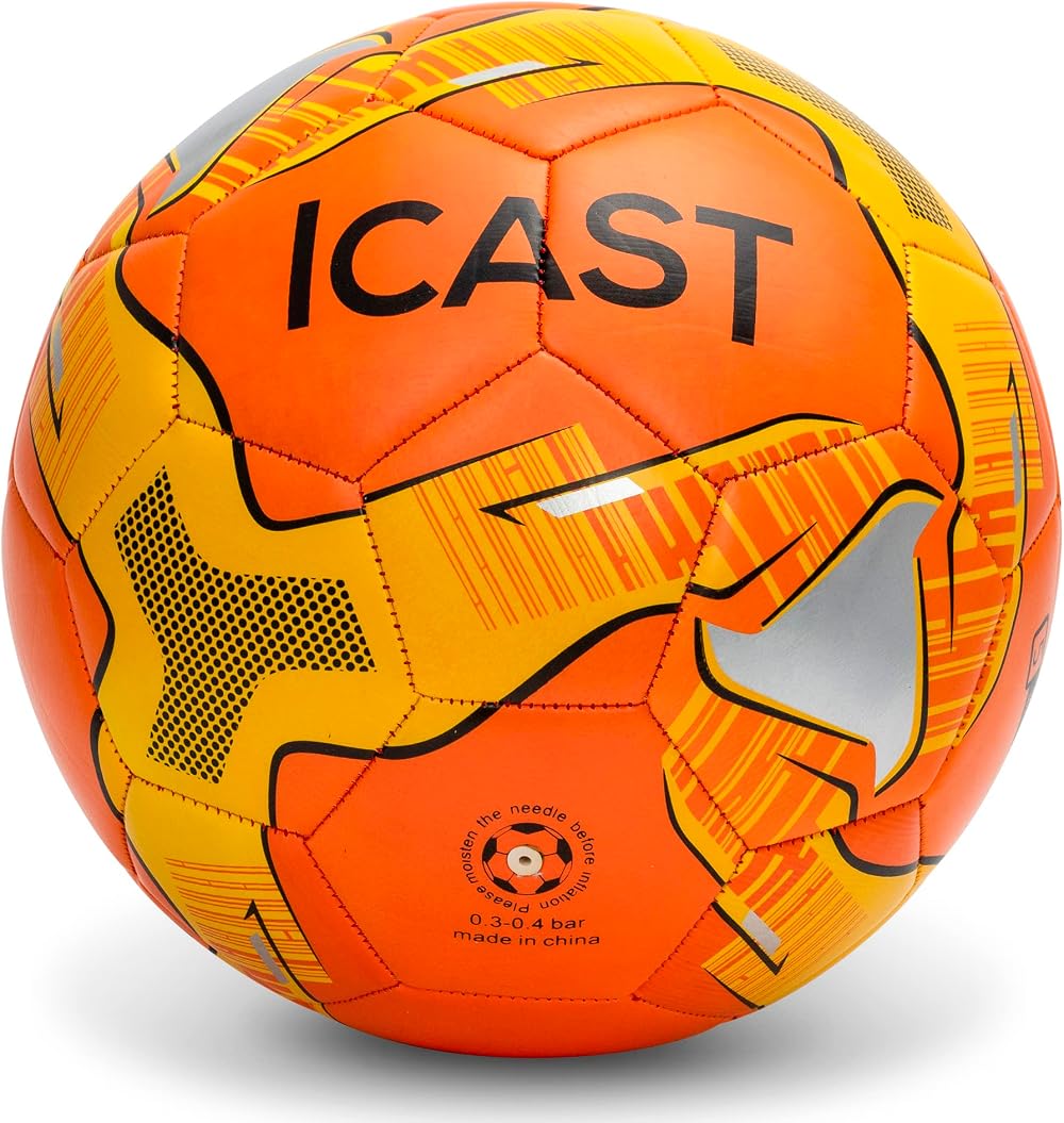 ICAST Football Size 5 Ball Orange 32 Panel Recreational Training Ball
