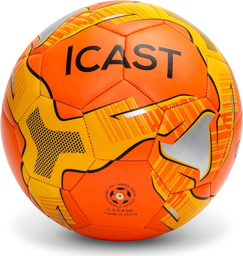 ICAST Football Size 5 Ball Orange 32 Panel Recreational Training Ball