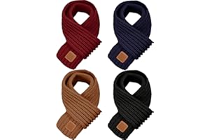 SATINIOR 4 Pieces Kids Knitted Scarf Winter Solid Color Toddler Warmer Scarf for Boy Girl