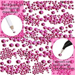 LPBeads 6400 Pieces Hotfix Fuchsia Rhinestones Flat