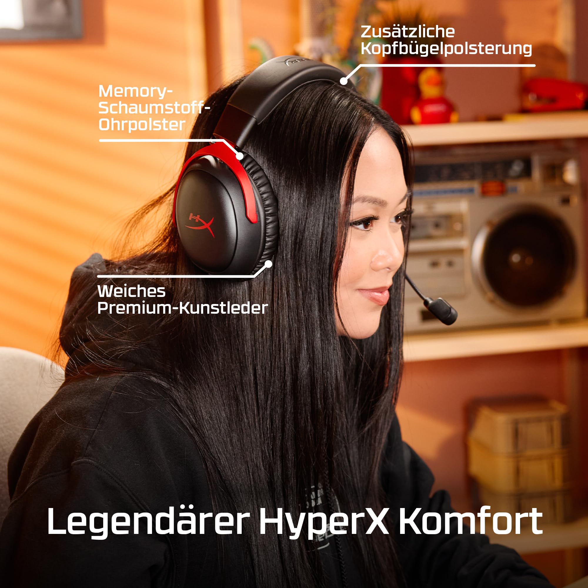 HyperX Cloud III S – Kabelloses Gaming-Headset, Multiplattform, 2,4 GHz, Bluetooth, Akkulaufzeit bis zu 120 Stunden, 2,4 GHz, 53-mm-Neigungstreiber, 10-mm-abnehmbares Mikrofon – Schwarz 8