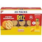 RITZ Cheese Sandwich Crackers, Lunch Snacks, 20 Snack Packs | 7 Crackers Per Pack, Individually Wrapped