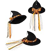 SIROLISA Helloween Witch Hat for Women, Wizard Cosplay Accessories Wide Brim Foldable Pumpkin Hat for Party Cosplay Accessory