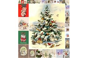 Decoupage Paper Pack (35 Sheets 6"x8") Kittens Love Christmas FLONZ Vintage Styled Christmas Pictures Cards for Decoupage, Craft and Scrapbooking