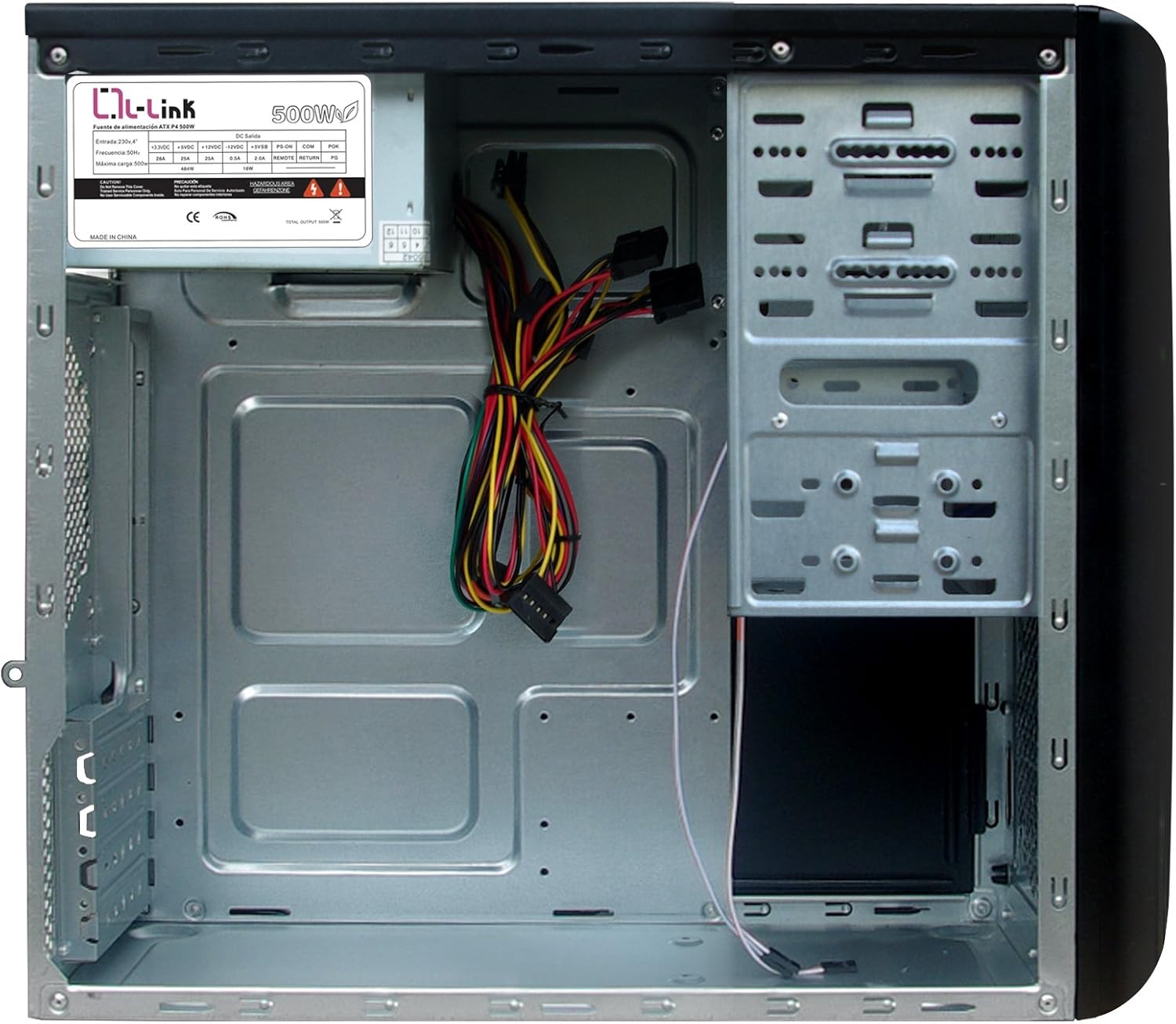 L-Link Micro - Caja + Fuente ATX 500 W, Color Negro: Amazon.es: Informática