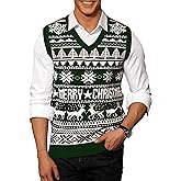 Arvilhill Men's Christmas Vest Sweater Warm Merry Sleeveless V-Neck Pullover(S-XXL)