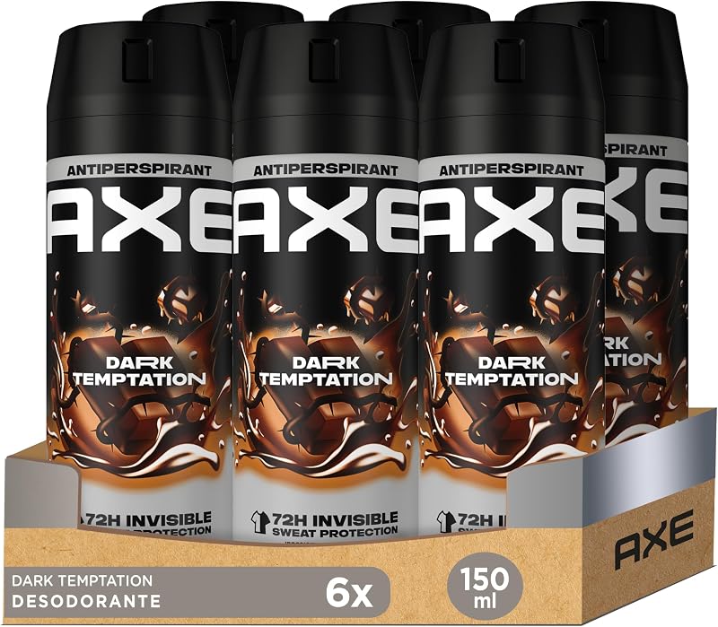 Deodorante per uomo Antitraspirante Dark Temptation 150 ml - Confezione da 6 - Spray - Fresco
