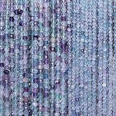 3mm 120pcs Natural Colorful Fluorite Beads, Songxi Small Faceted Round Loose Gemstone Beads for Jewelry Making, DIY Art and Craft, Bracelet for Necklace (1 Strand)