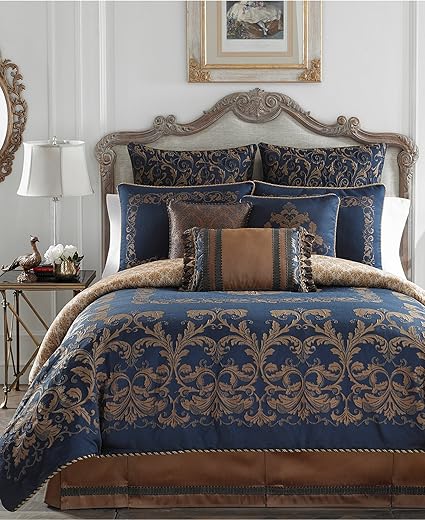 Croscill Monroe 4 Pieces Queen Comforter Set Cotton Polyester Blue