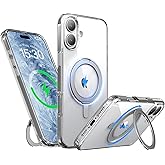 Niunisi for iPhone 16 Plus Case 6.7-Inch with Magnetic 360° Ring Stand Compatible with MagSafe Crystal Clear Shockproof Protective Phone Cover 6.7" 2024, Clear
