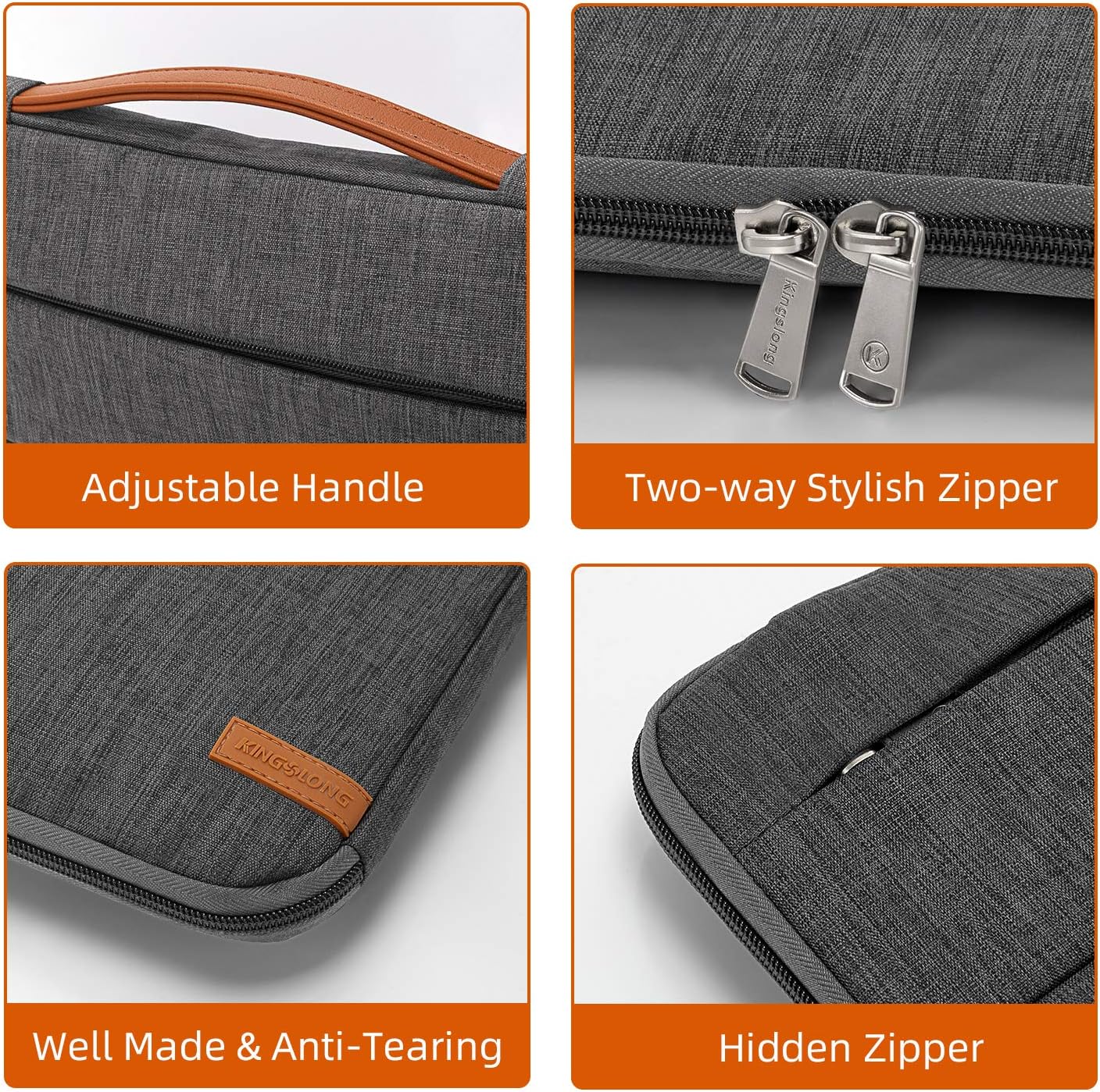 KINGSLONG 17 17.3 Inch Laptop Sleeve Case Bag, Slim Lightweight Laptop Computer Notebook Ultrabooks Carrying Case Handbag Cover for Men Women Fit for Acer Asus Dell Lenovo HP Toshiba ect, Gray: Office Products