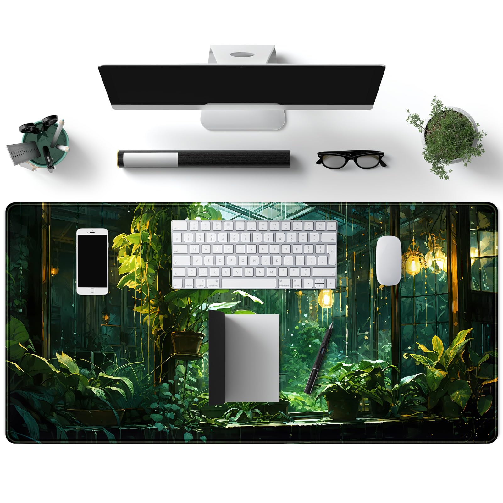 Aesthetic Plants Desk Mat Green Large Mouse Pad
