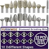 46-Grit &amp;120-Grit Diamond Grinder Bit 1/8" Shank Compatible with Dremel Rotary Tool, 22Pcs Stone Carving Diamond Drill Bits for Carve Engrave Polish Wood Resin Porcelain Ceramic Quartz Metal