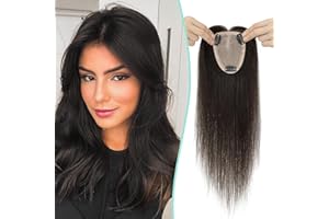 Benehair Hair Toppers for Women Real Human Hair 9 * 12CM Silk Base Hair Pieces No Bangs 150% Density Hair Topper for Thinning