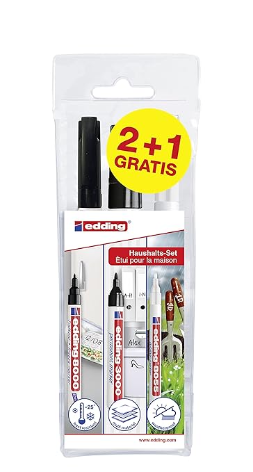edding 3000/8000/8055 Heroes at Home Set - Haushaltsset - Permanent Marker, Outdoor Marker, Tiefkühl-Marker