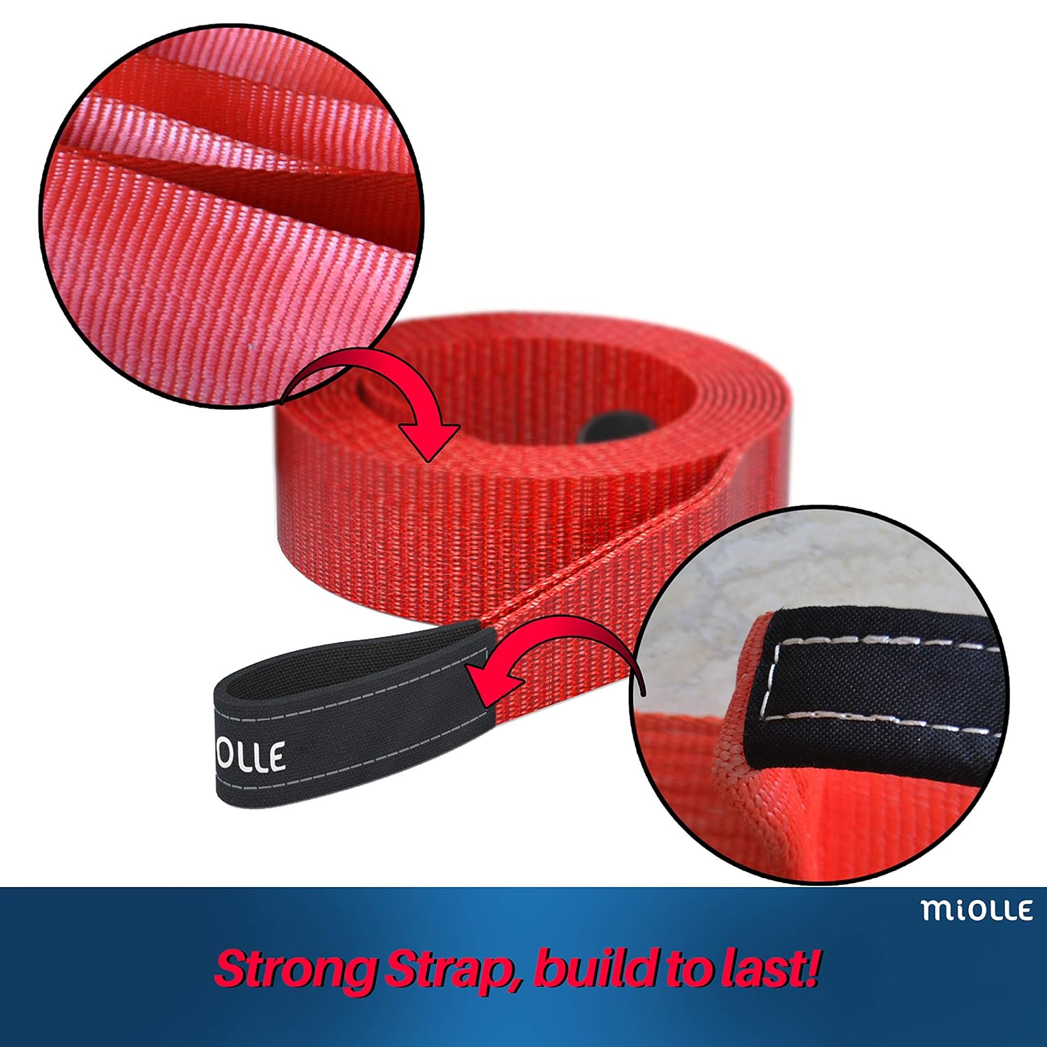 Tow Straps Miolle Tow Strap 2”x20’ with Loops and DHook Shackles