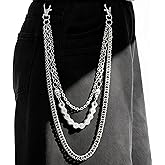 Pants Chains For Men Women Cool Skull Belt Chain Long Biker Wallet Chain Emo Accessories Gothic Clothes Jewelry Punk Jean Chains Trousers Pocket Belt Key Chains For Hip Hop Rock