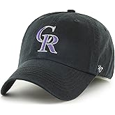 47 MLB Team Color Primary Logo Franchise Fitted Baseball Hat Cap, Unisex Adult - Colorado Rockies - Black (Medium)