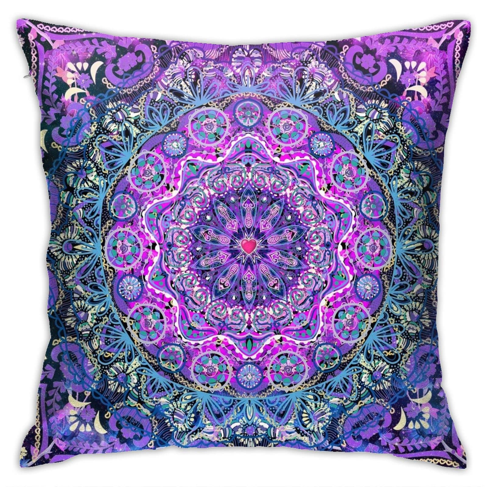Xchinkl Boho Chic Bohemian Cosmic Love Mandala Retro Floral Bedroom Throw Pillow Covers Home Decorative Couch Sofa Square Cushion Pillow Case 18x18 In (220501)