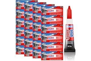 ALECPEA Super Glue, 24-Pack Single-Use Tubes 3 Gram Each, Super Fast, Liquid & Strong Adhesive Superglue, Glue for Hard Plastics, DIY Craft, Ceramics, Frame, Leather, Metal Etc