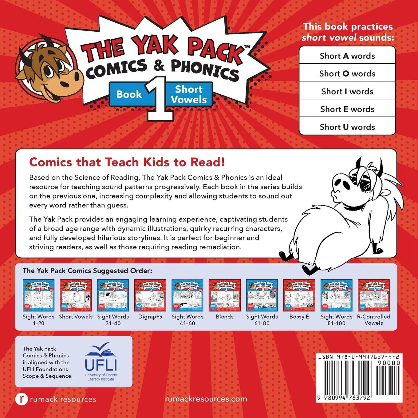 The Yak Pack: Comics & Phonics: Book 1: Learn to read decodable short vowel words (The Yak Pack Comics Complete Series)