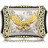 BBOTEN Western Belt Buckle for Men, Celtic Cross Horse Eagle Floral Cowboy Belt Buckle, Golden Large Belt Buckles Mens