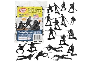 TIM MEE TOY TimMee Plastic Army Men - Black 48pc Toy Soldier Figures - Made in USA