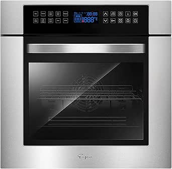 Empava 24 in. Electric Single Wall Oven Convection with 10 Cooking Functions Deluxe 360° ROTISSERIE Model 2020, Black