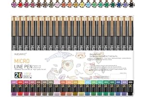 huesamhi 005 Micro Pen,20 Colors Waterproof Ink 0.20mm Fine Tip FineLiner Pens for Art Illustration,Sketching, Anime, Bullet journal,and Technical Drawing
