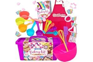 GirlZone Kids Baking Set for Girls - Multicolor, 40-Piece - Girls Baking Kit & Little Baker Set with Apron & Baker Outfit, Whisk, Cookie Cutters, Tools & Recipe Book