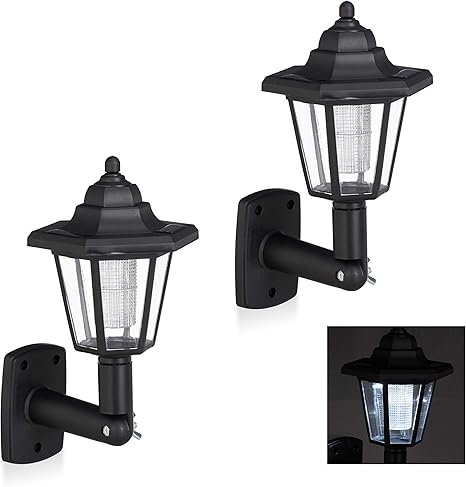 relaxdays negro set de dos farolas solares led lamparas de exterior ahorra energia impermeable