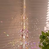 Amethyst Crystal Suncatcher - Dreamsum Hanging Gold Plated Garden Sun Catcher for Windows, Healing Amethyst Crystal Decor for Home, Gift for Christmas Birthday Valentine Mothers Day