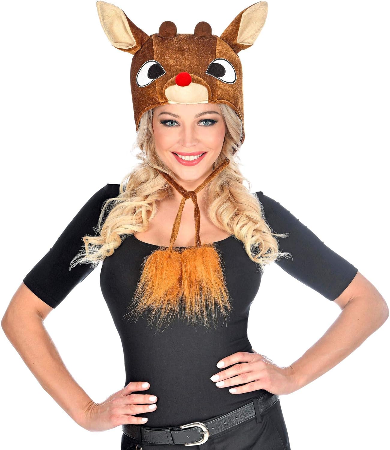 WIDMANN 09772 Plush Reindeer Hat, Rudolph, Reindeer, Christmas, Santa Claus, Hat, Headpiece, Accessory, Carnival, Theme Party Brown - Image 4