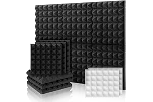 Sound Proof Panels, Kuchoow Acoustic Panels High Density, 12 Pack Acoustic Foam Soundproofing Panels for Walls Recording Stud