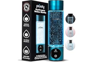 PIURIFY Hydrogen Water Bottle Generator - Up to 4100+ PPB Concentration - SPE/PEM Technology - Certified H2 Generator - Portable Athletic Performance & Hydration System - 6-Hour Hydrogen Retention