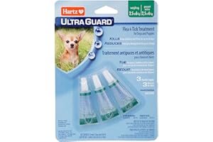 Hartz UltraGuard Flea & Tick Treatment for Dogs and Puppies - 2.5-6kg, 3 Monthly Treatments