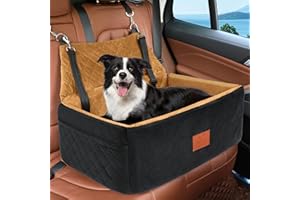 NEEZUKAR Dog Car Seat for Large Medium Dogs,Washable Pet Car Seat Under 55 lbs or 2 Small Dogs,Dog Booster Seat with Thick Cushion,2 Safety Leashes Travel Car Dog Bed